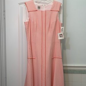 Anne Klein Orange and White Dress